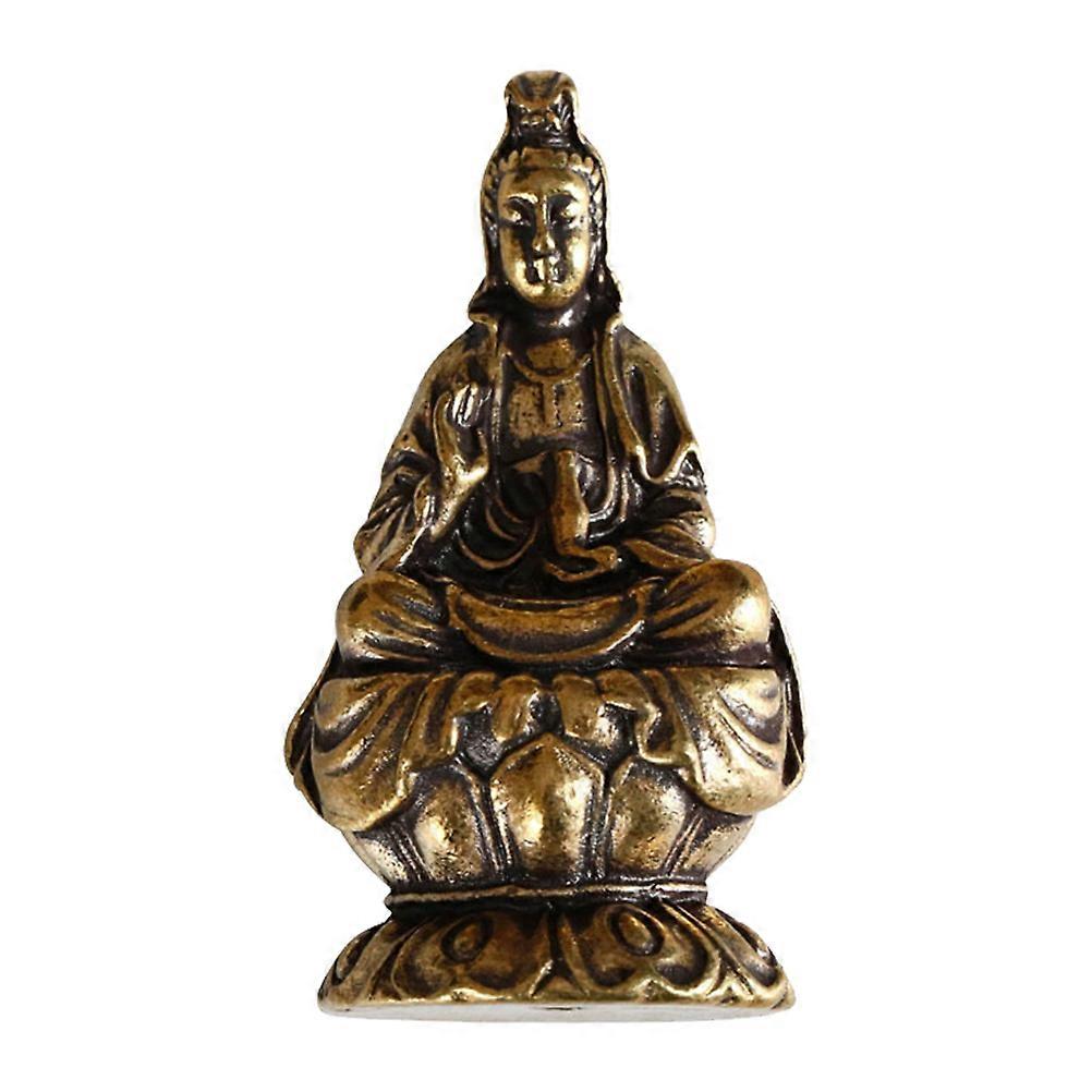 Home Shelf Statue Creative Brass Buddha Shape Desktop Office Housewarming Decoration Golden 3.4x2x6.3cm Simple Artistic Design 1Set