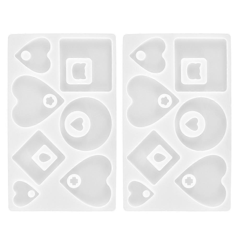 2pcs Flexible Transparent Silicone Epoxy Jewelry Molds for DIY Ear Pendants, Necklaces, and Charms – Design