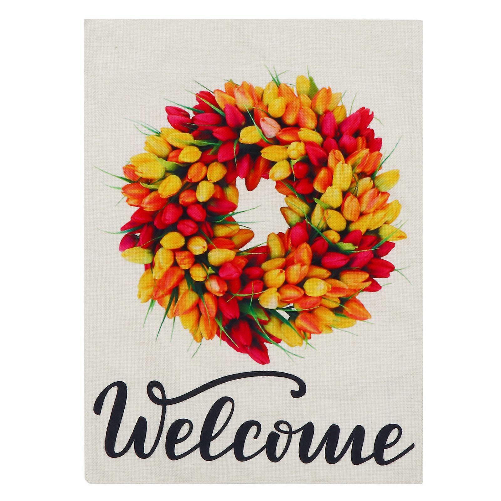 Flower Yard Flag Garden Decorative Assorted Color Rectangular Double Sides Printing 1Set