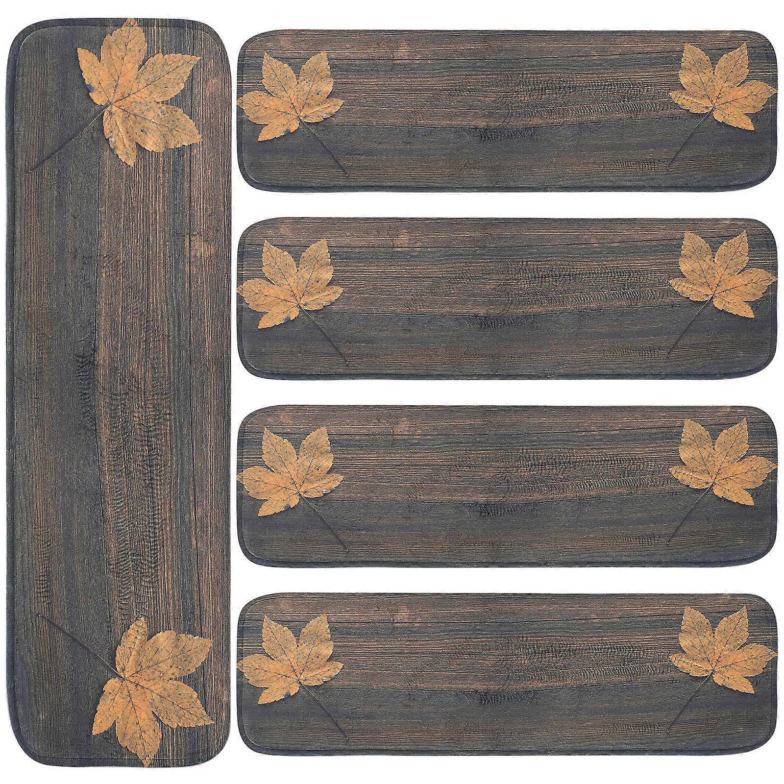 Brown Polyester Stair Mat with Nonskid Design for Home Use Fits Most Stairs 5 Pieces