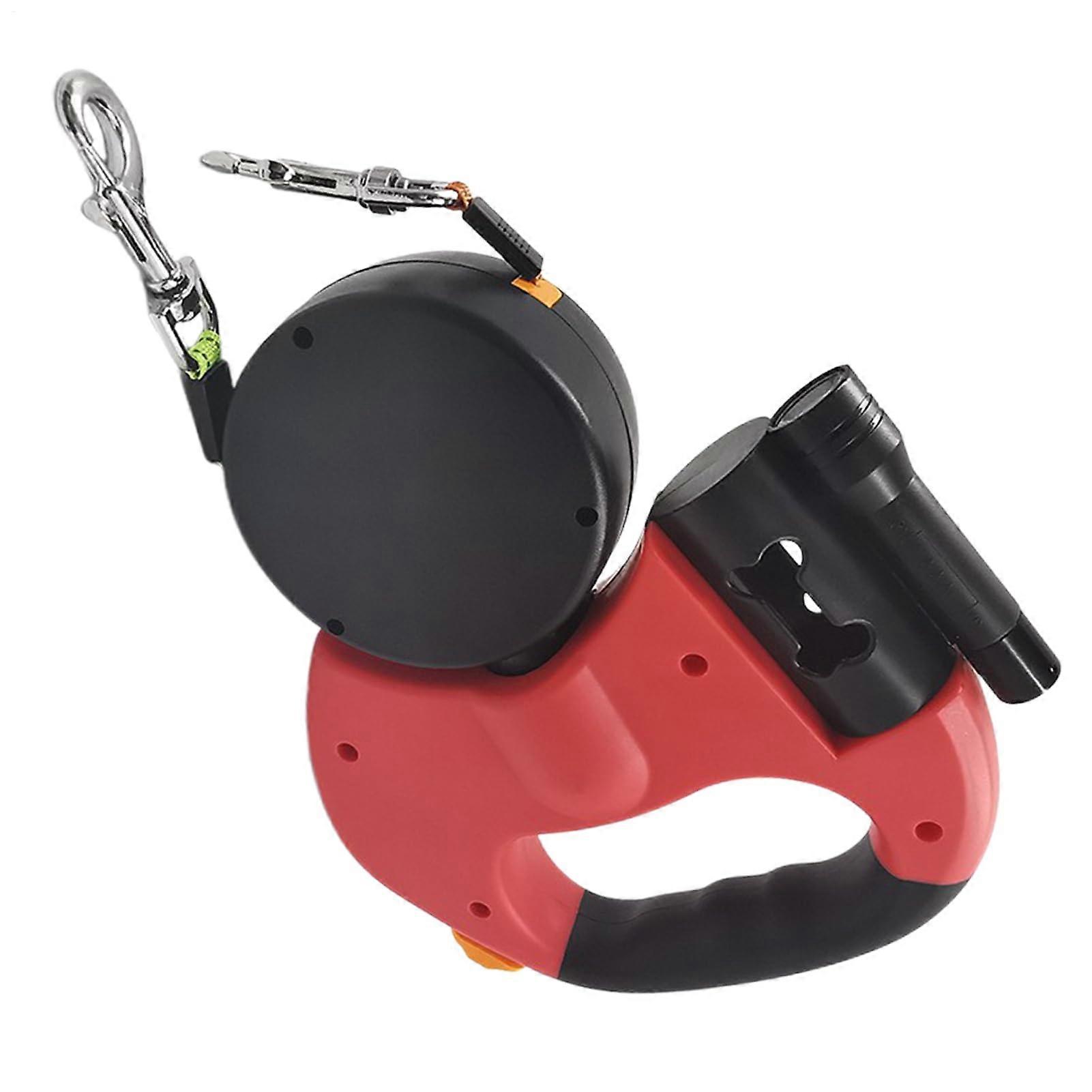 Dog Leash Set | Two LED Dog Leashes with Stopper | Training Accessories for Medium-Small Breeds in Red