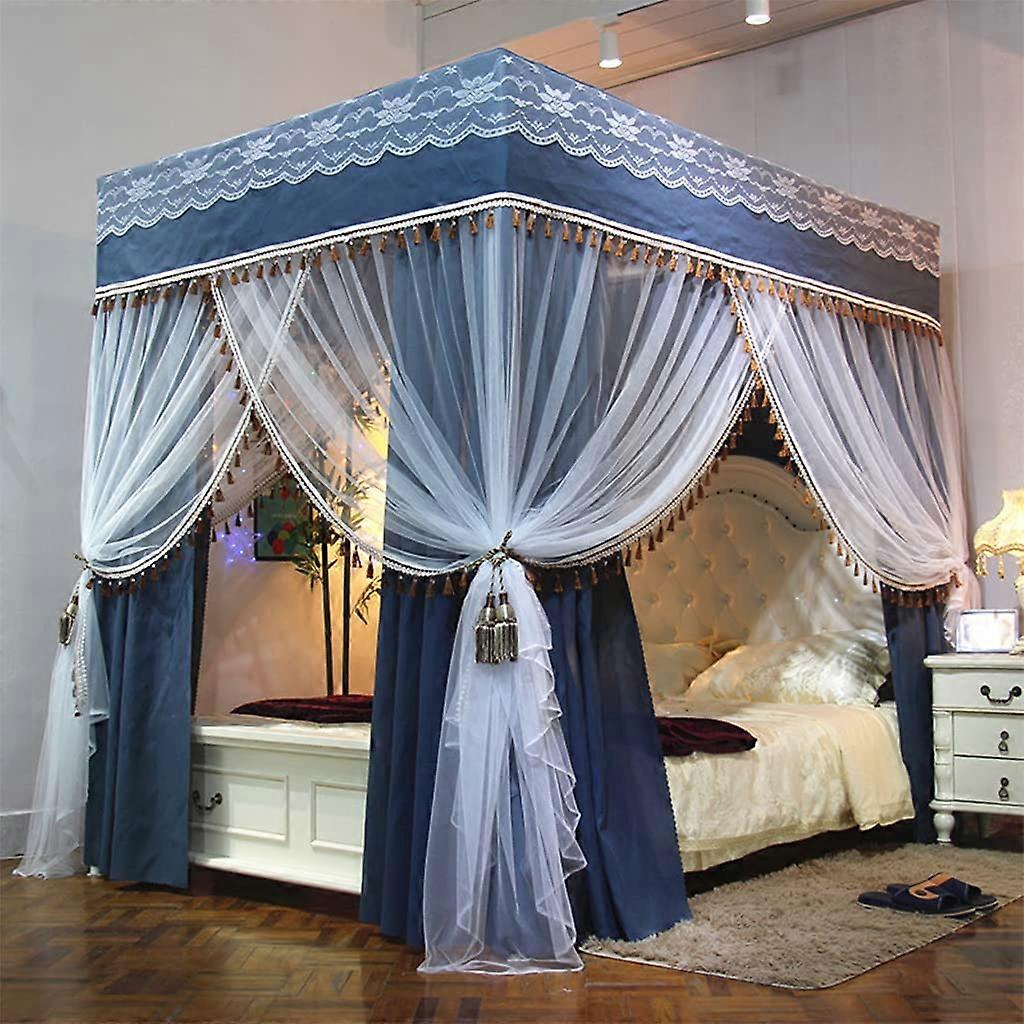 Princess 4Post Bed Canopy Cute Mosquito Net for Girls Bedroom Kids Adults Twin/Full/Queen/King Size Curtain Net for Room Decoration