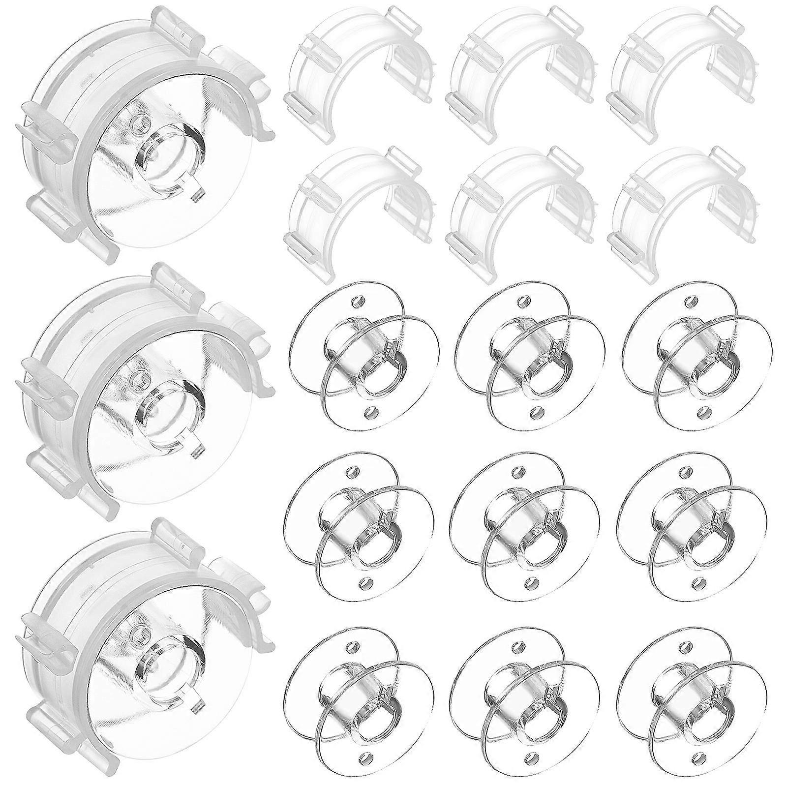 Clear Sewing Bobbins 50 Sets with Clips and Clamps for Sewing Machines – Easy Installation and Secure Thread Organization