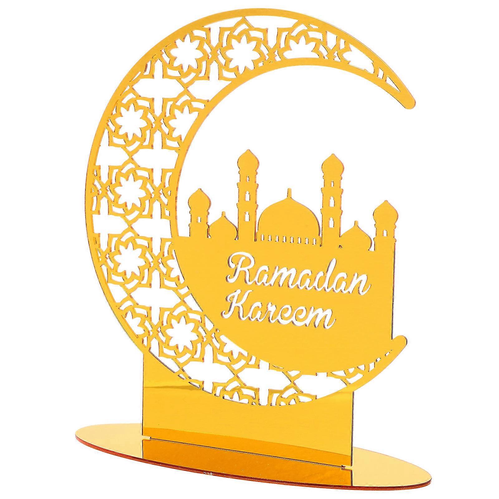 Ramadan Mubarak Eid Moon Decor Crescent Moon Shape Ethnic Style Home Decor 1Set