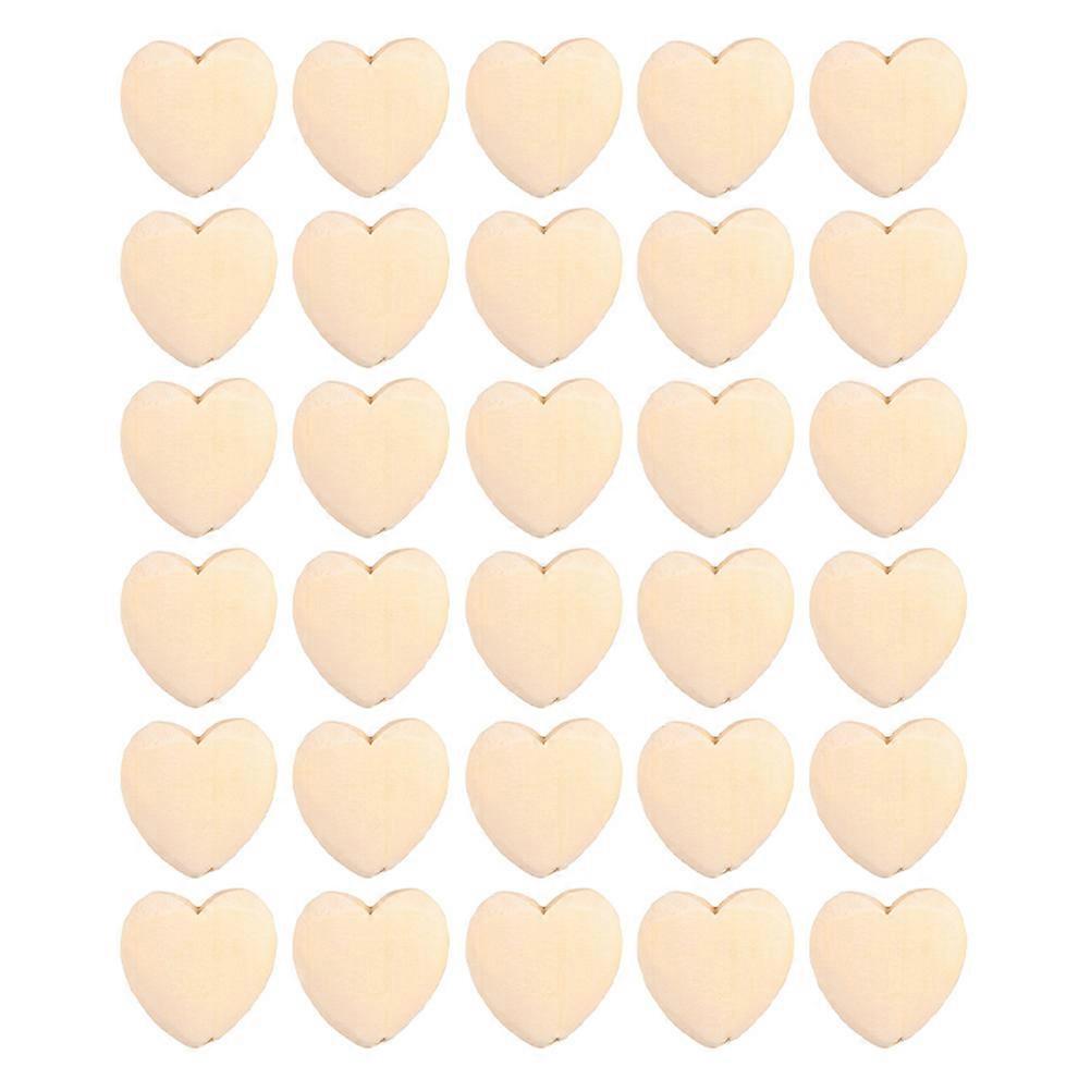 Heart Shaped DIY Material Unfinished Beige Wood Slices for Creative Crafts Projects 30 Pieces