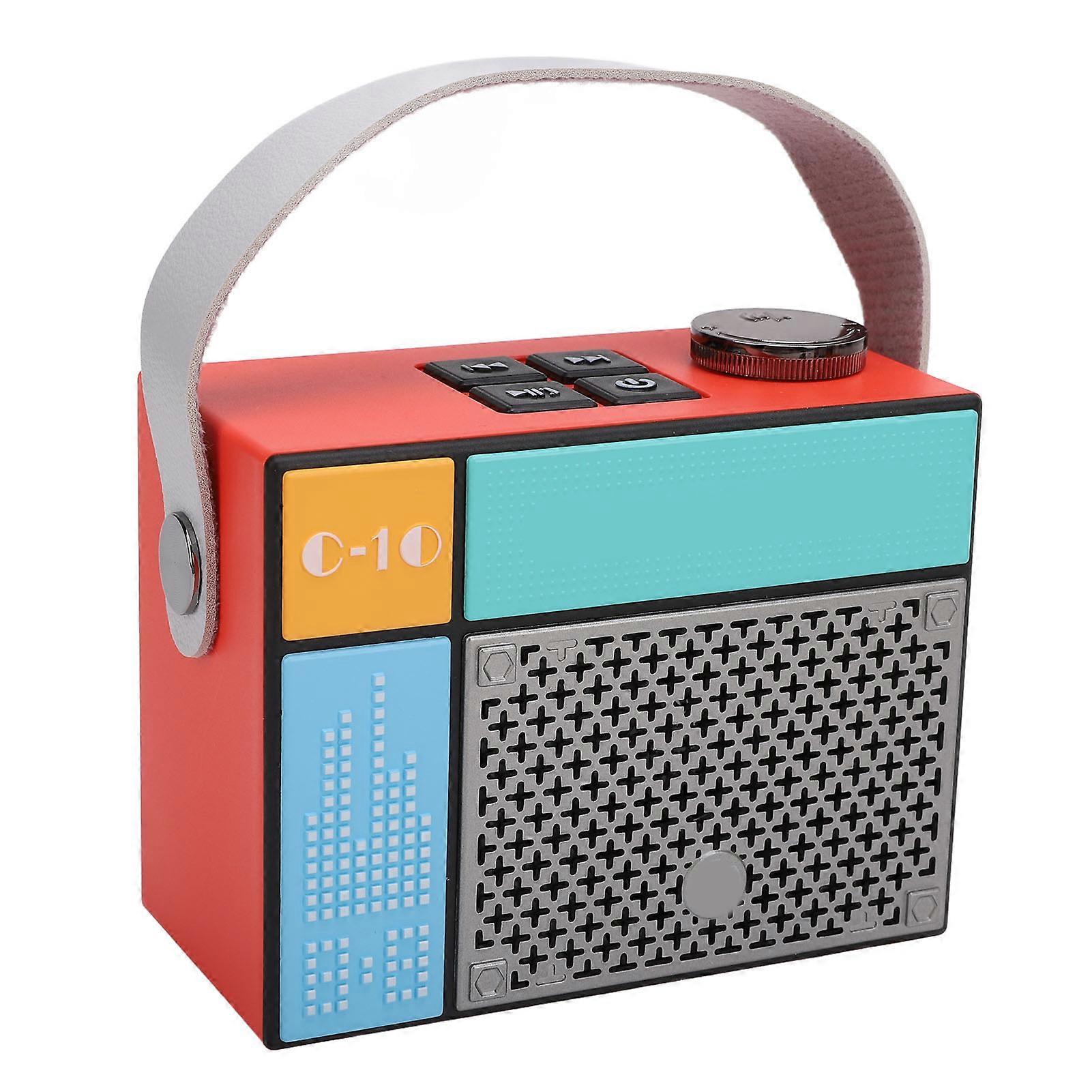 Portable Bluetooth 5.1 Speaker with Stereo Sound and Cute Pixel Art Design for Travel
