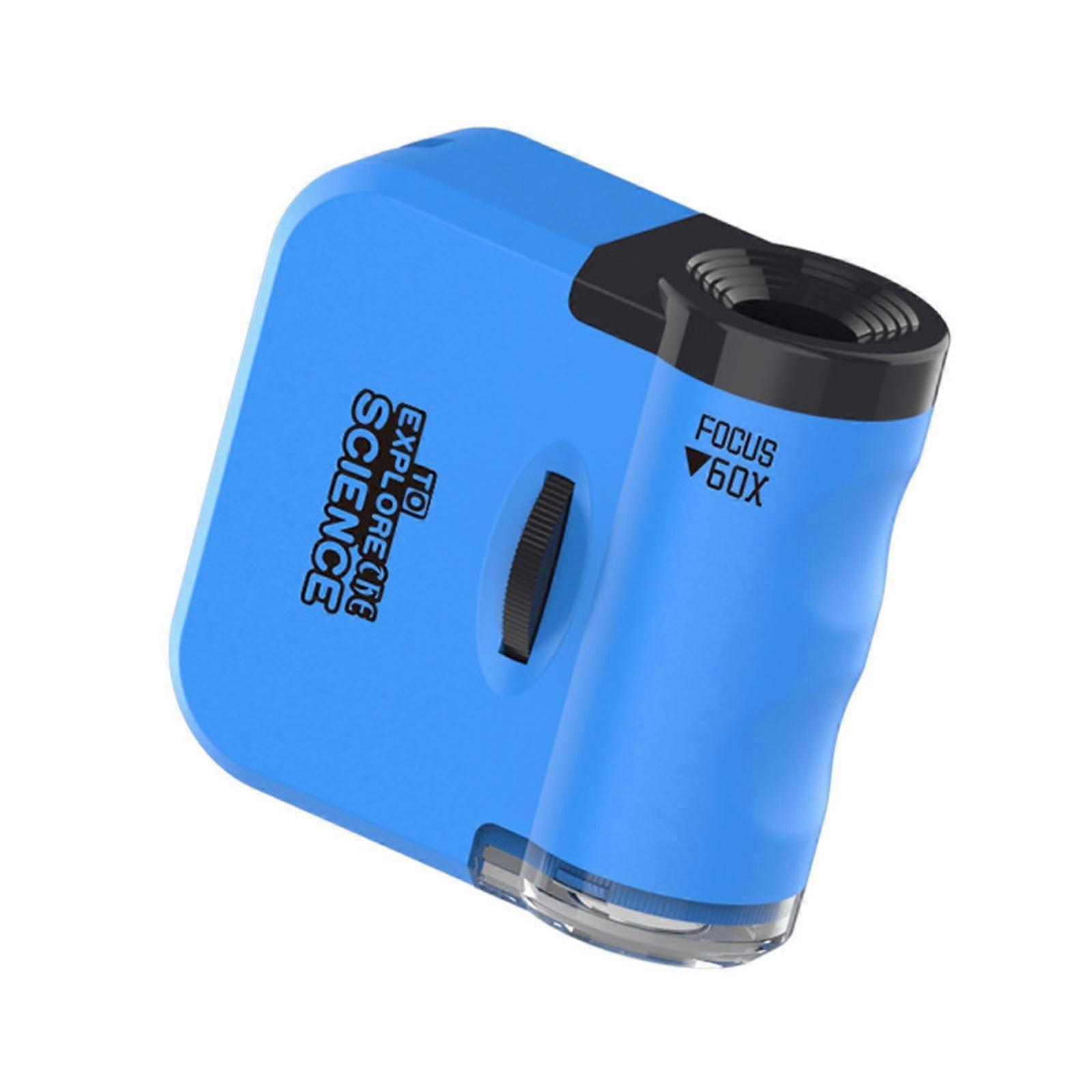 Hand Microscope Mini Microscope 60x Pocket Microscope for Students Lightweight Blue Educational Tool