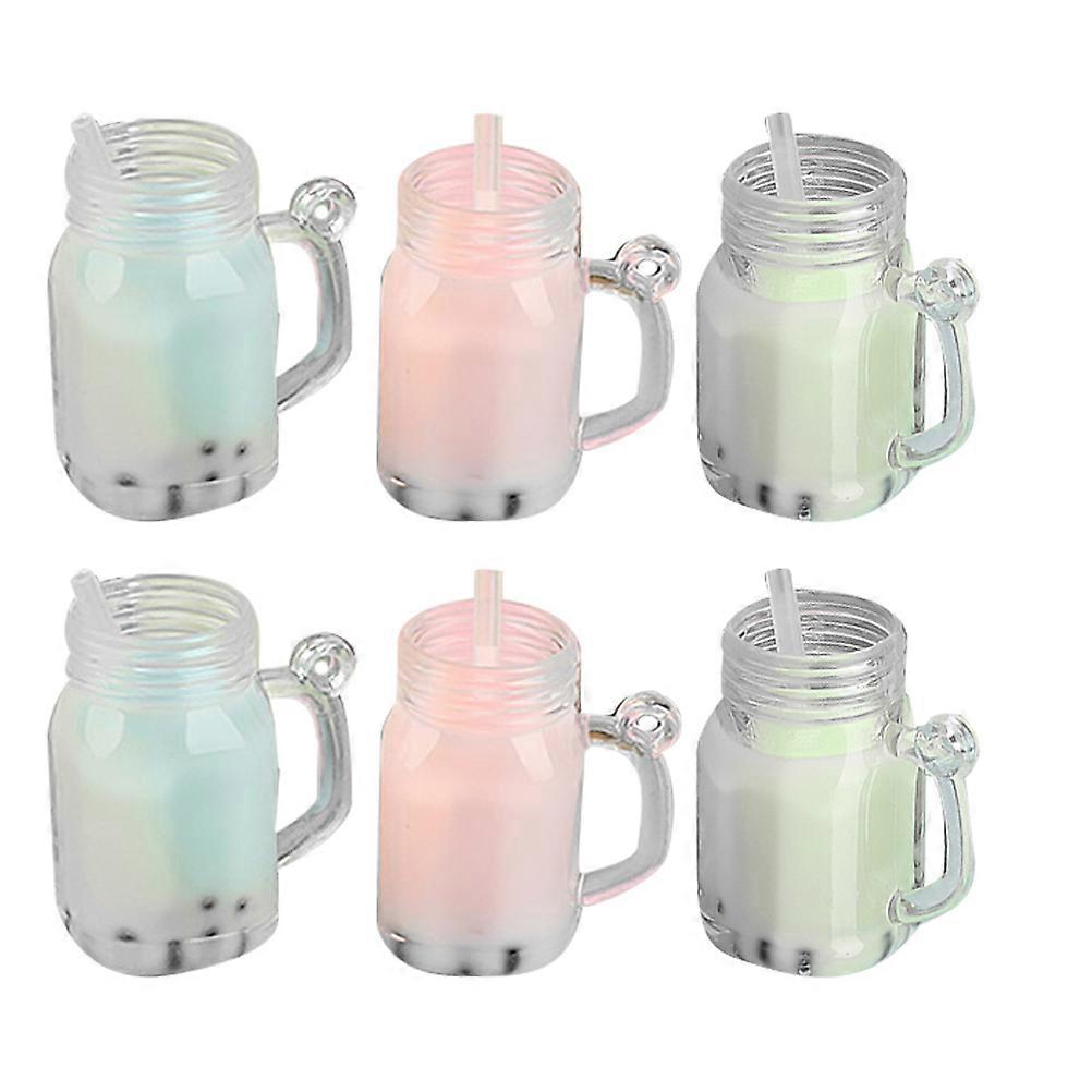 Decorative Fake Beverage Mini Drinks Model Cartoon Style Diy present Accessory Office Desk Decoration 6Pcs