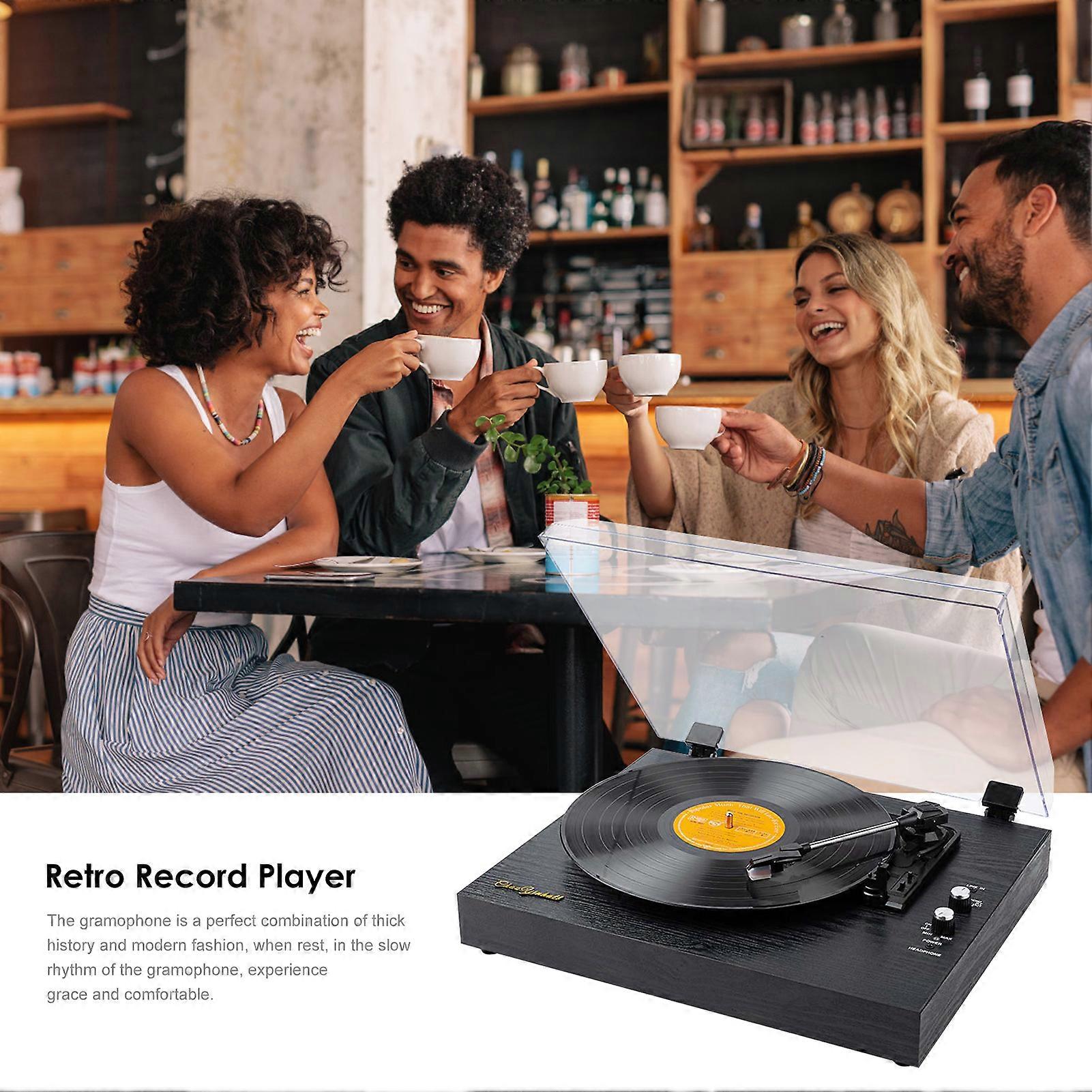 Vinyl Records LP Turntable Record Player Built-in Speakers Vintage Gramophone 3-Speed BT5.0 AUX-in Line-out RCA Output