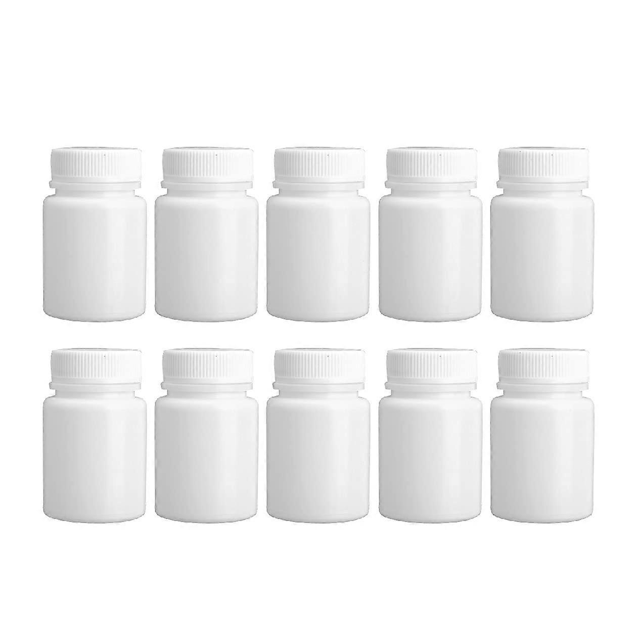 Empty Plastic Medicine Bottles Pill Containers with Screw Cap, 30ml Size, 10 Pieces, White, Ideal for Capsule and Pill Organizing