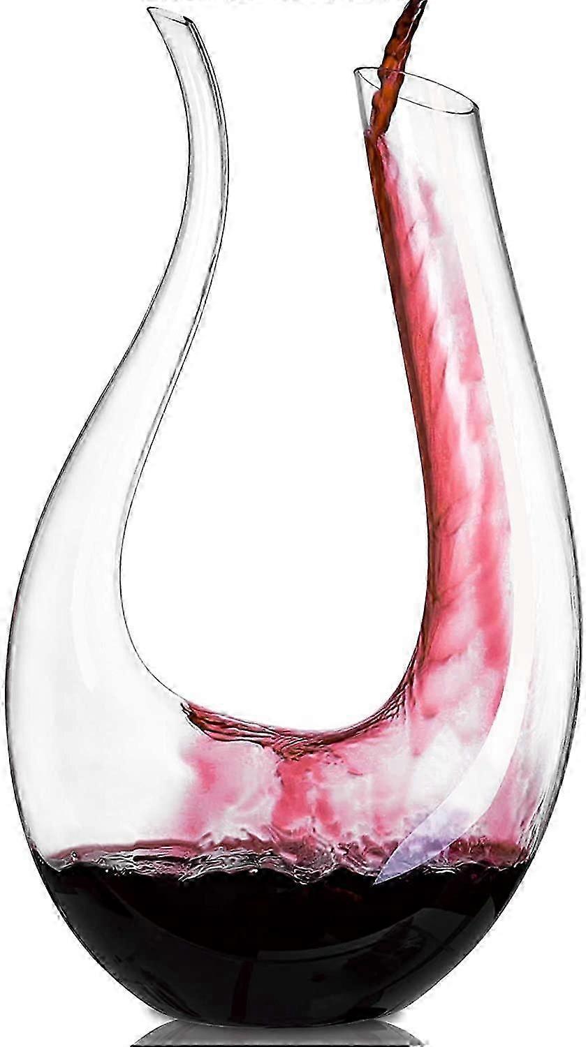 PIAO Weinkaraffe, 1,5 Liter U-förmiges Kristallglas Weinflaschen-Set, bleifreie Rotweinglaskaraffe, belüftete Weinflasche mit Dekanterglas, Dekanter