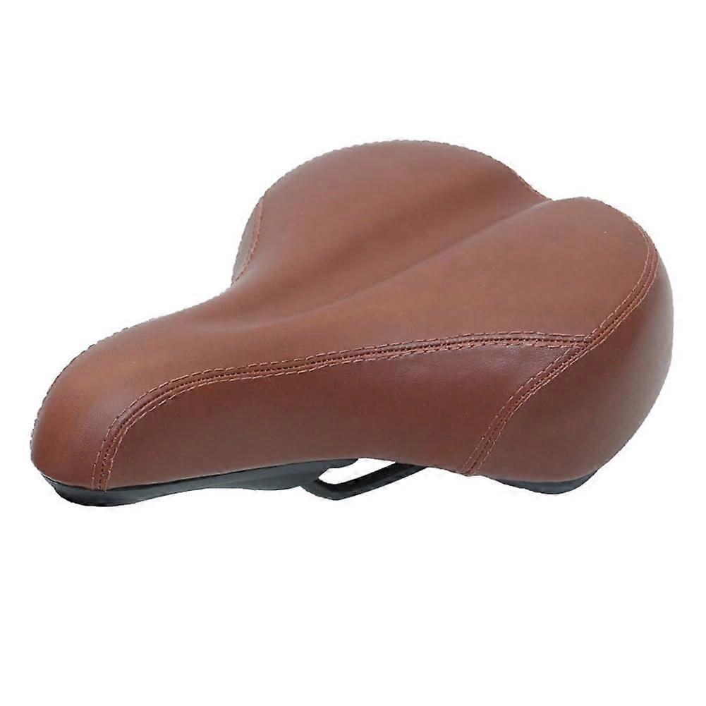 Comfort Bicycle Seat Brown Leather Road Bike Saddle Retro Cushion for Vintage Style Bicycles
