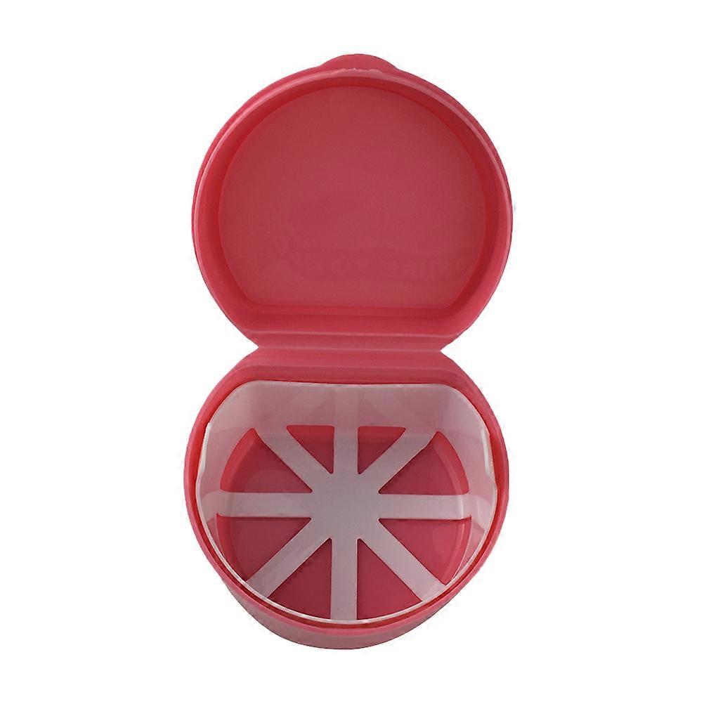 Retainer Tray Case Rectangular Plastic False Teeth Storage Container with Strainer Net Pink 9.2cm x 8.5cm x 5.7cm 1Pcs