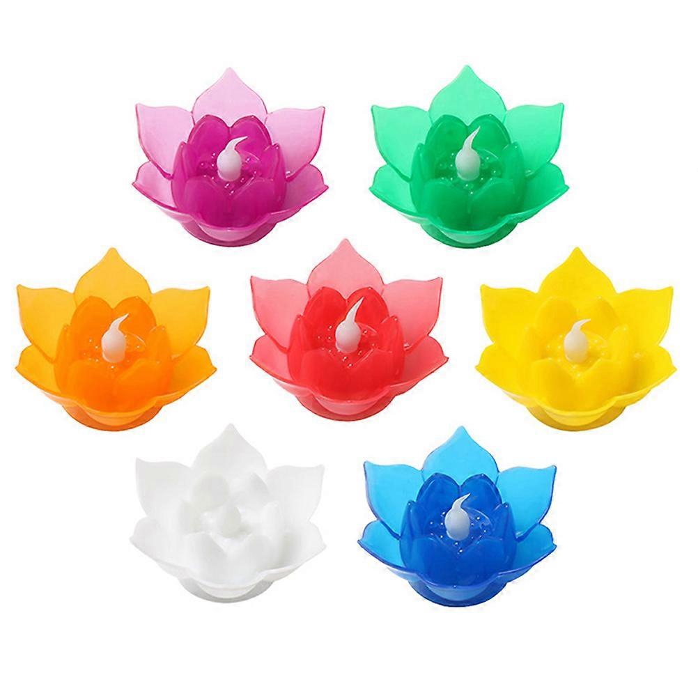 Attractive Orange LED Lotus Lantern for Decoration Flameless Buddha Lamp Candle Light Set of 2