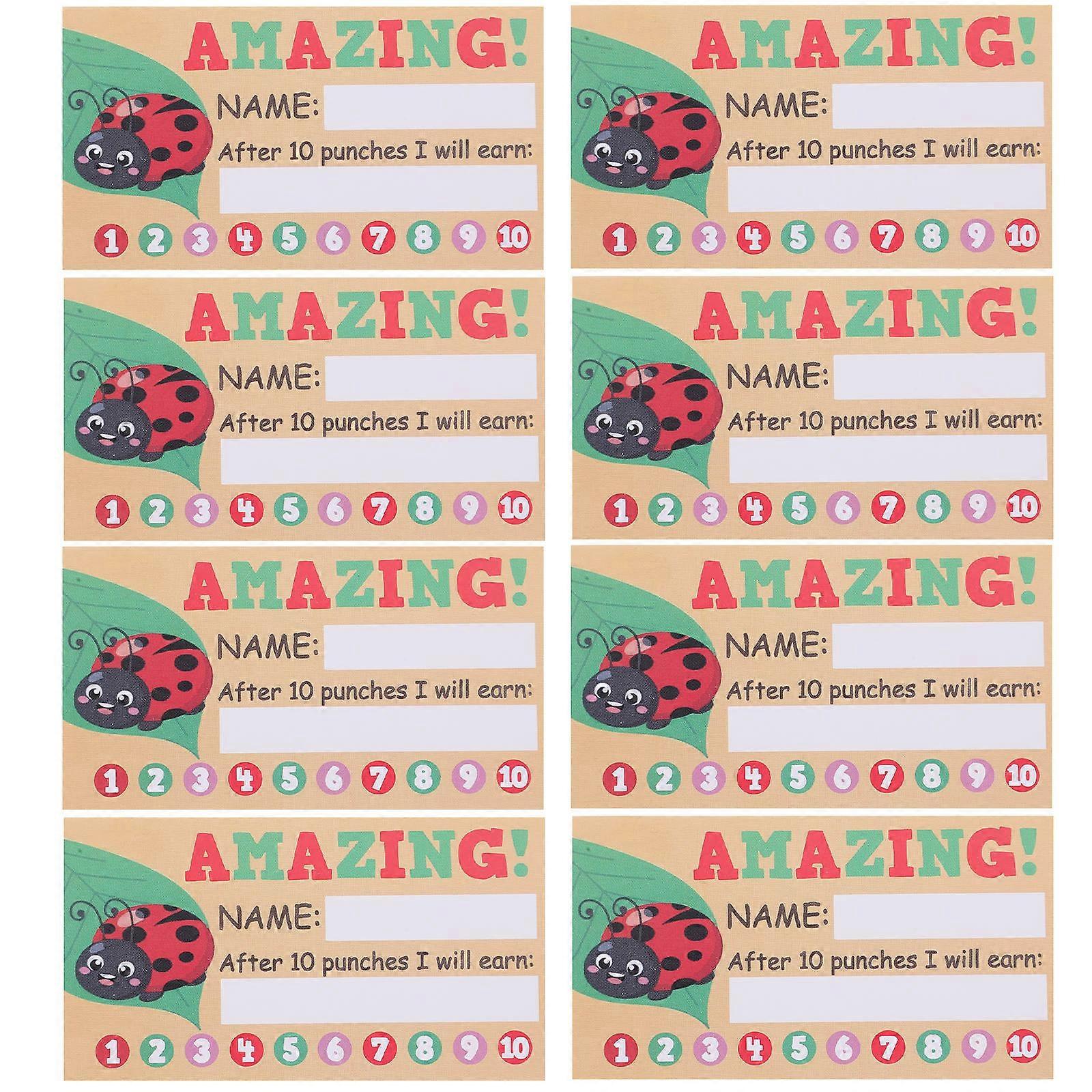 50 Sheets Cartoon Punch Cards Incentive Reward Cards for Classroom Encouragement and Motivation