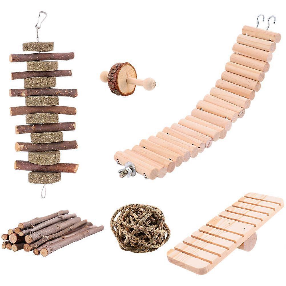 Hamster Ladder Set for Pets – Durable Natural Design with Fun Molar Ball and Platform for Hamsters, Chinchillas, and Guinea Pigs