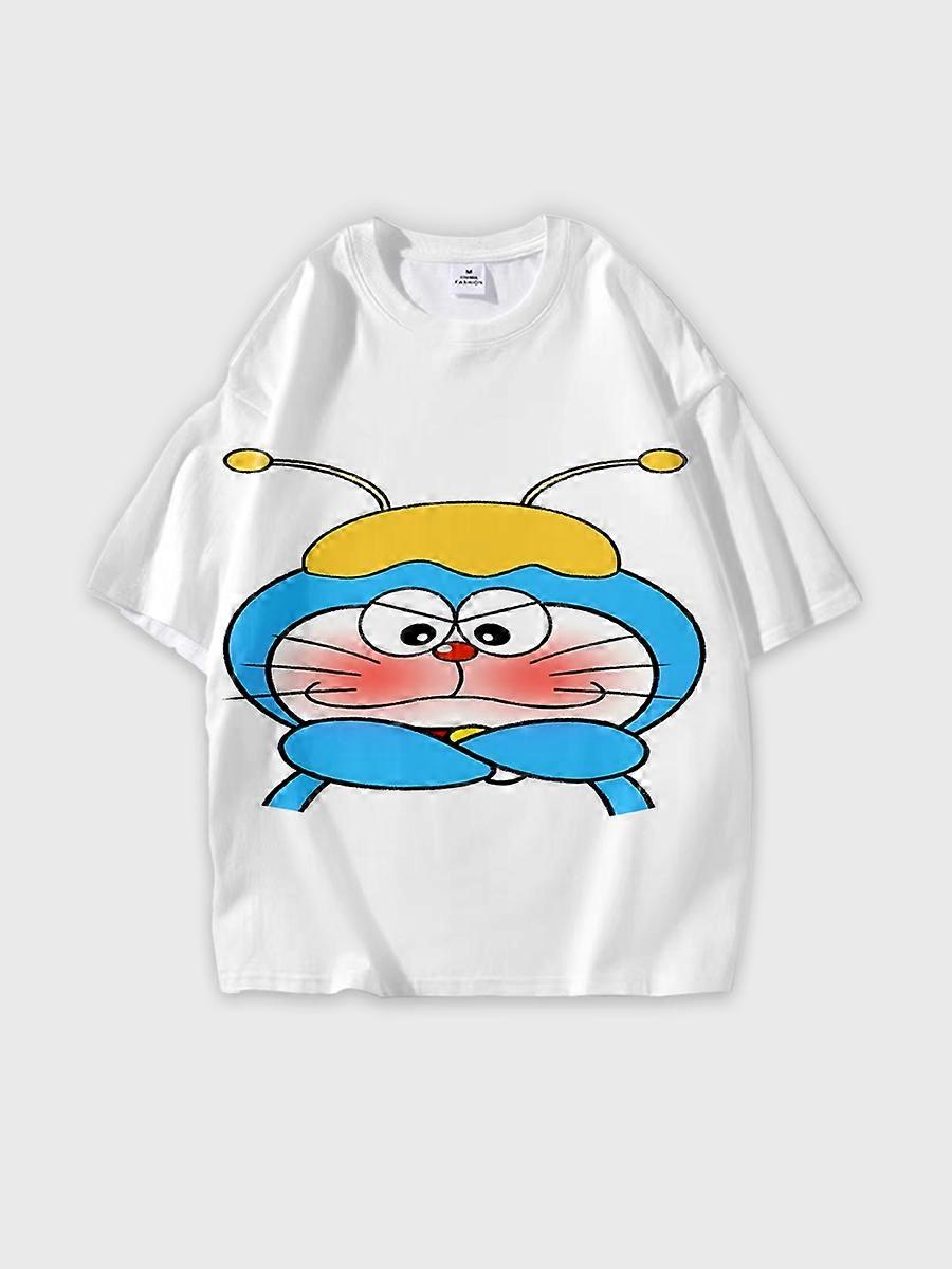 T-shirt girocollo Cartoon Pattern manica corta sciolta A109