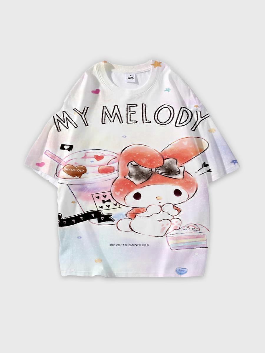 T-shirt round neck Cartoon Pattern loose short sleeve M2152