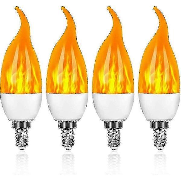 4-pack 3W E14 LED Bulb Flame Effect, decorative lamp with 3 light modes