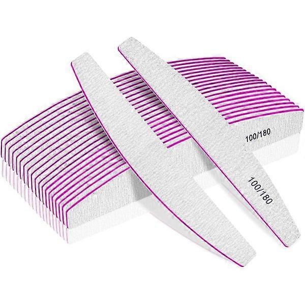 Lima de uñas profesional, lima de uñas de doble cara para uñas 100/180 Grit, paquete de 10 limas de uñas de grano fino 100/180