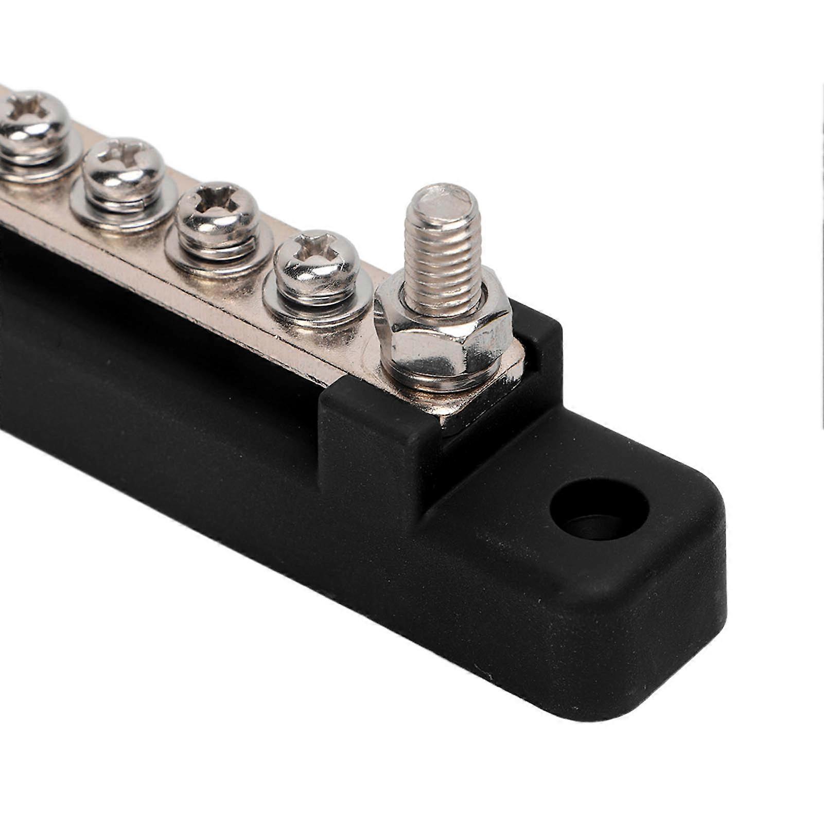 12 Post Power Distribution Block Bus Bar Set 2xM6 Post 12xM4 Screw Battery Terminal Box for Cars RVs Ships Yachts Black