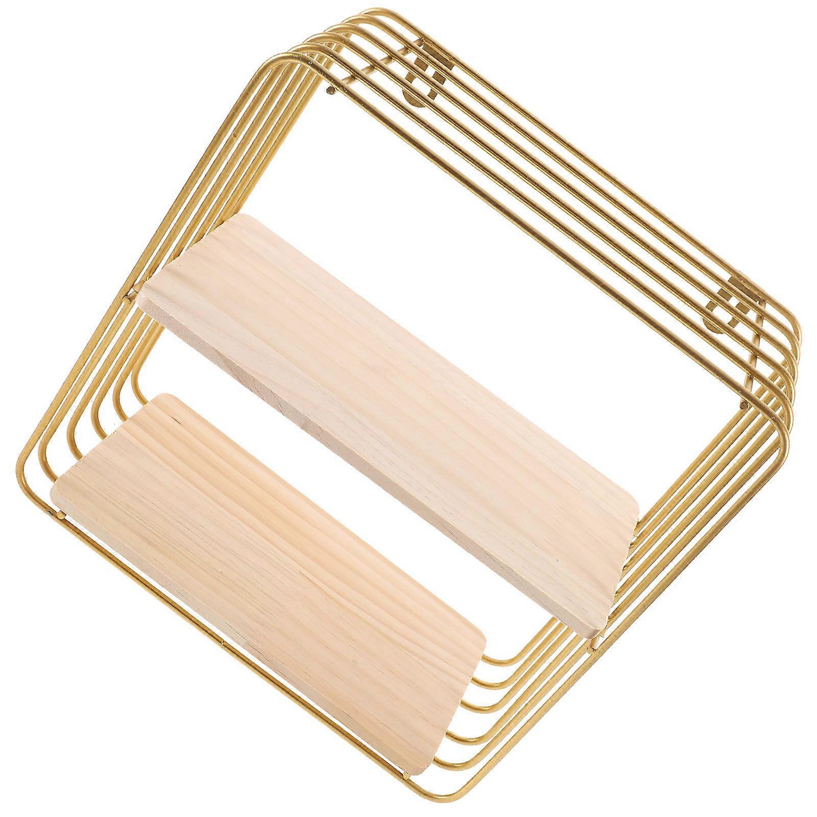 Golden WallMounted Floating Shelf with Iron and Wood for Storage Use Sturdy and 12.5 x 4.7 x 3.1 inches