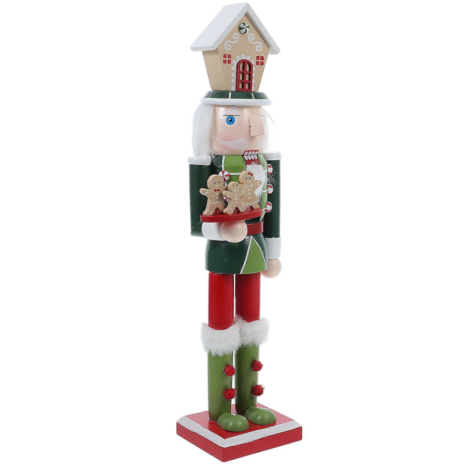 Wood Xmas Nutcracker Green Desktop Nutcracker Festive Nostalgia for Decoration Centerpiece