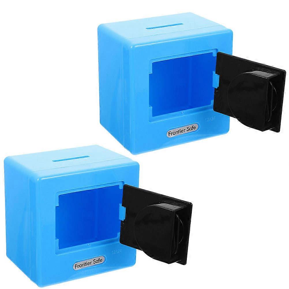 Blue Plastic Piggy Bank for Storage with Cartoon Design and Top Opening 2 Pcs Mini Size