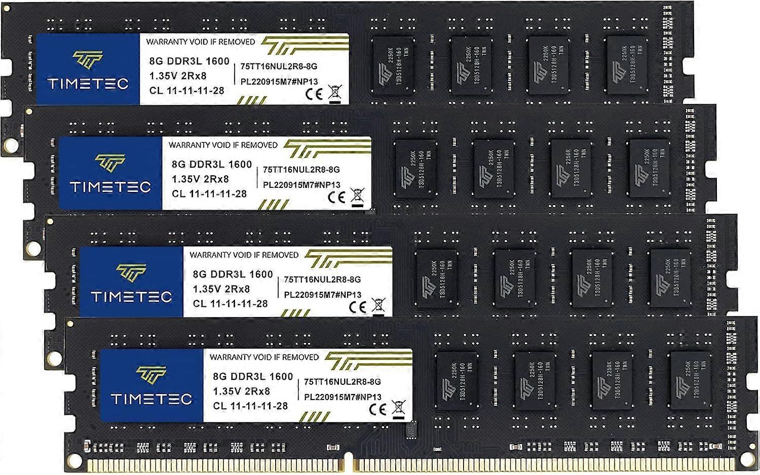 2025 Neuestes Modell Timetec 32GB Kit (4x8GB) DDR3L / DDR3 1600MHz (DDR3L-1600)