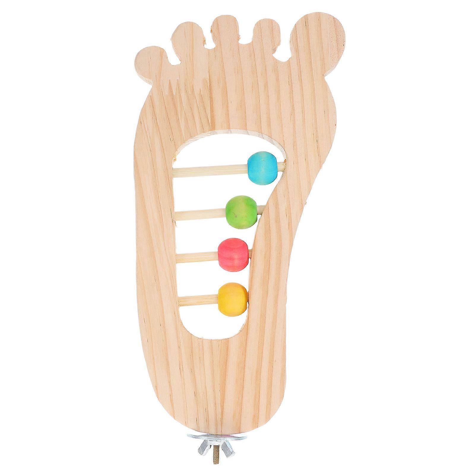 Wooden Bird Perch Stand, Foot Shaped Interactive Platform for Parrots, Promotes Exercise, Easy Attach, Sturdy Natural Wood, Suitable for Parakeets,