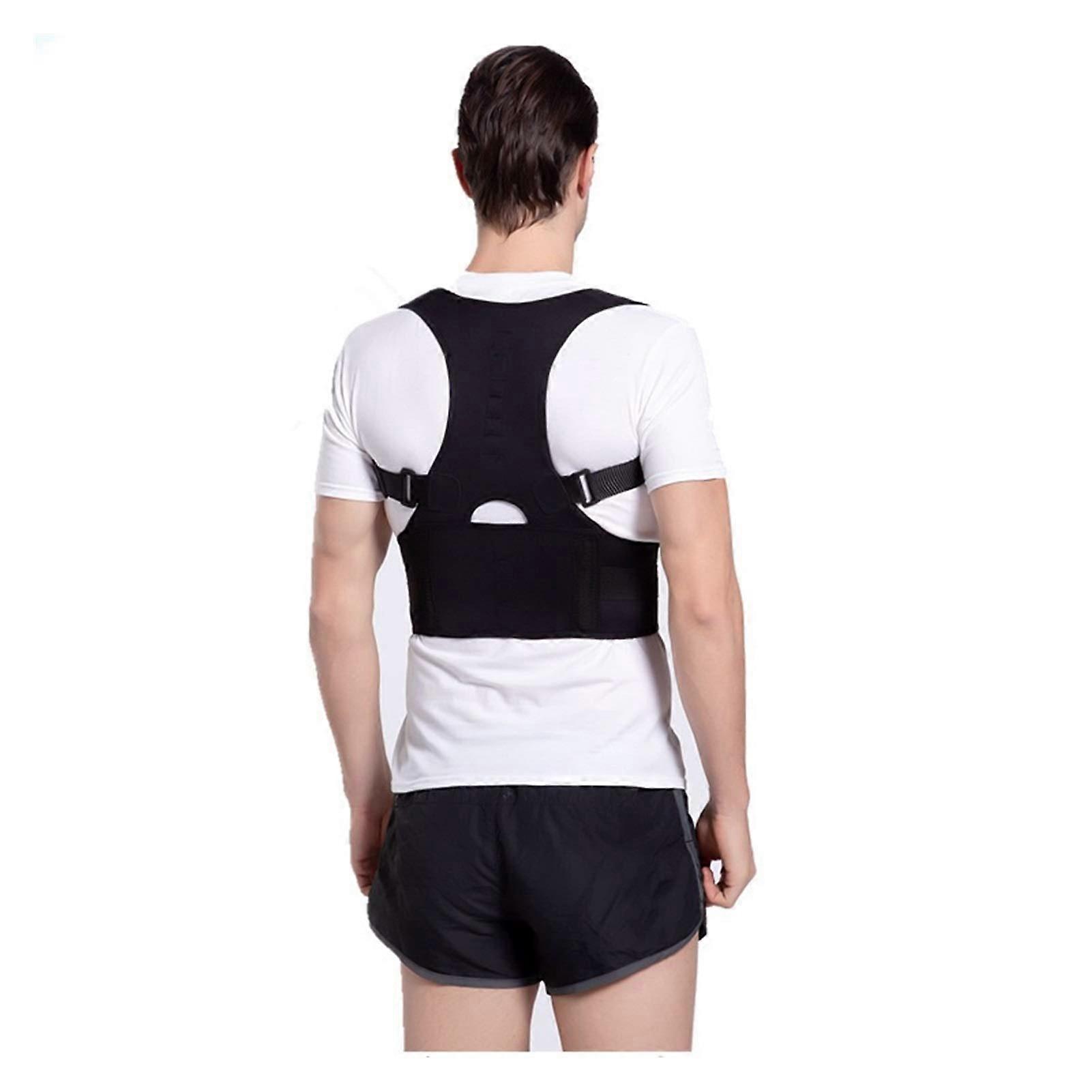 Adjustable Magnetic Posture Corrector Corset Back Support Belt for Men Women, Large Size in Black