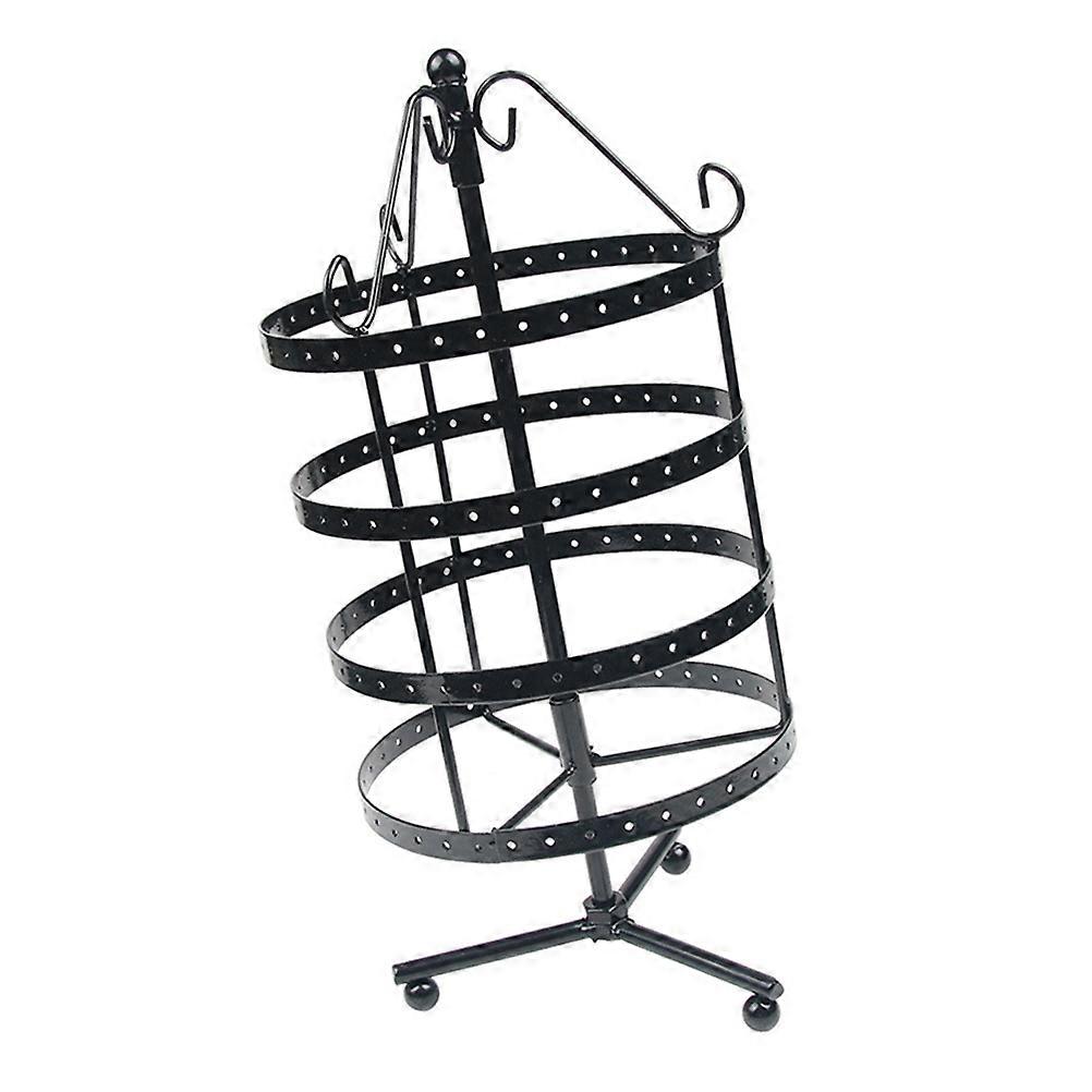 Black Metal Jewelry Holder with Bird Cage Design for Home Organization andDecoration Rotating Display Rack 4Layer