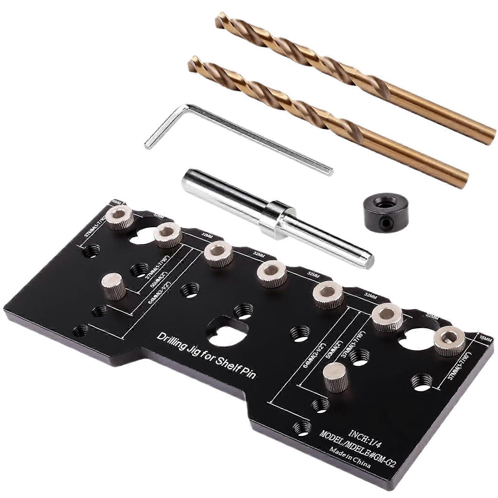 Drilling Guide Locator 2-In-1 Aluminum Shelf Pin Jig For Pocket Hole Dowels Cabinet And Furniture Woodworking Tool