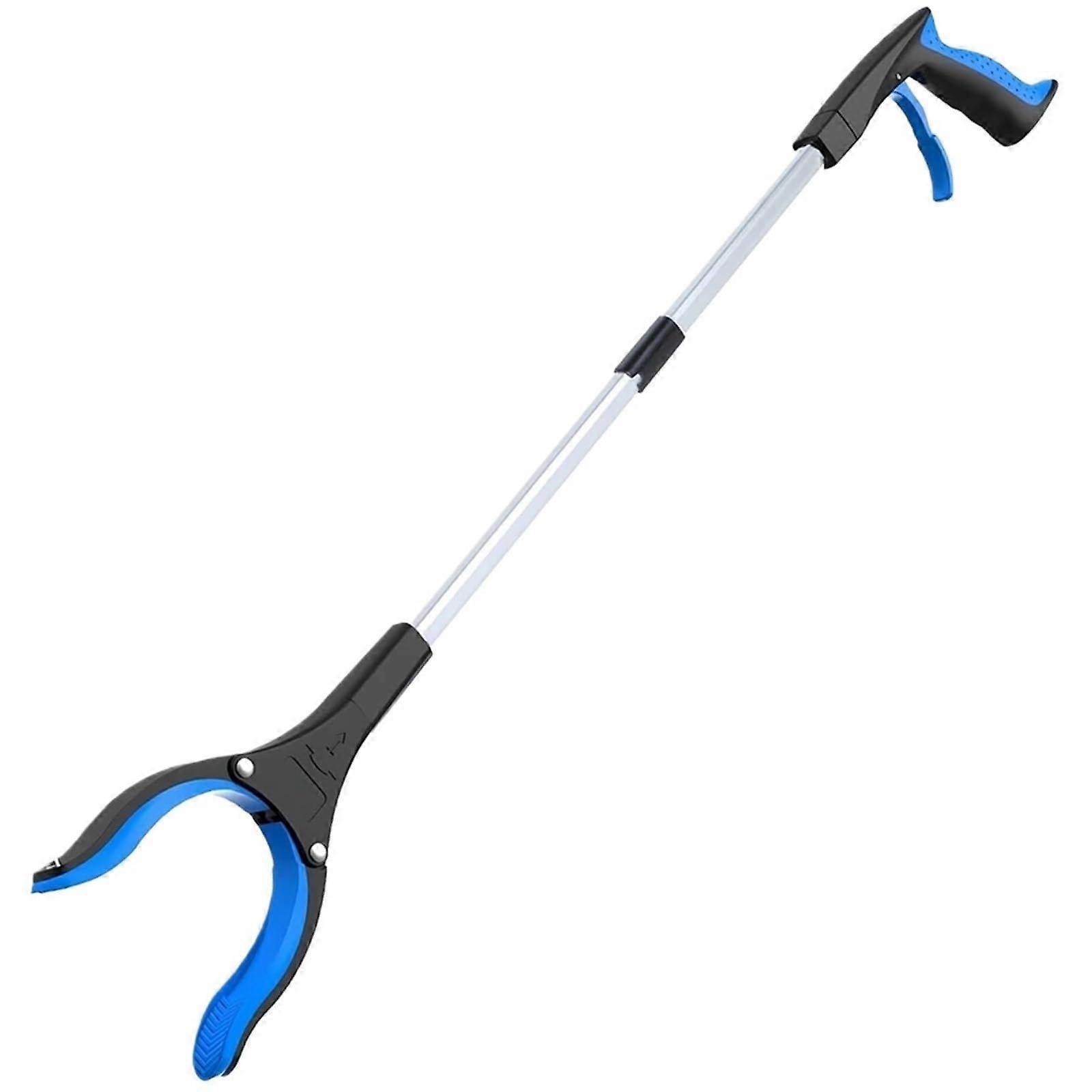 2Piece Grabber Tongs 32 Inch Extra Long Foldable Reacher Pickers for Elderly (Blue)