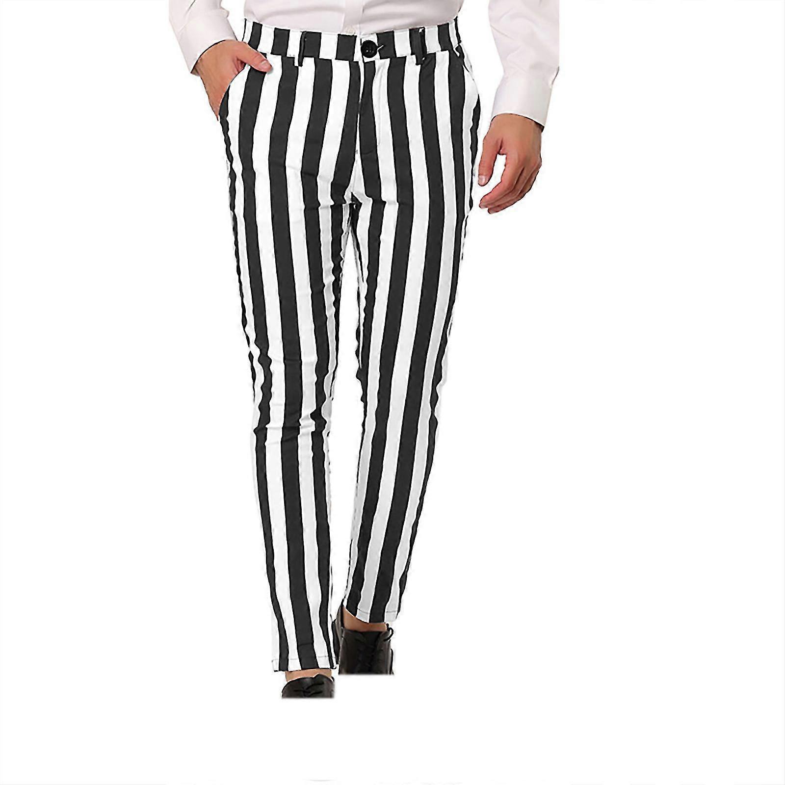 Ανδρικό Παντελόνι Personalized Stripe με Λεπτομέρειες Button Suit, Casual Κολάν