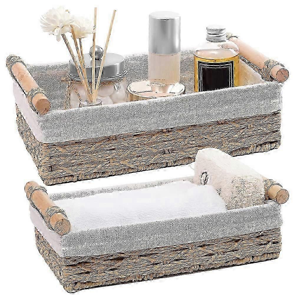 2-Pack Small Paper Rope Storage Baskets for Countertop Home Use