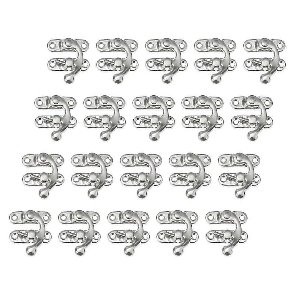 20pcs Vintage Metal Hasp Latch Lock for Wood Boxes and Doors Silver Tone Antique Style Small Size