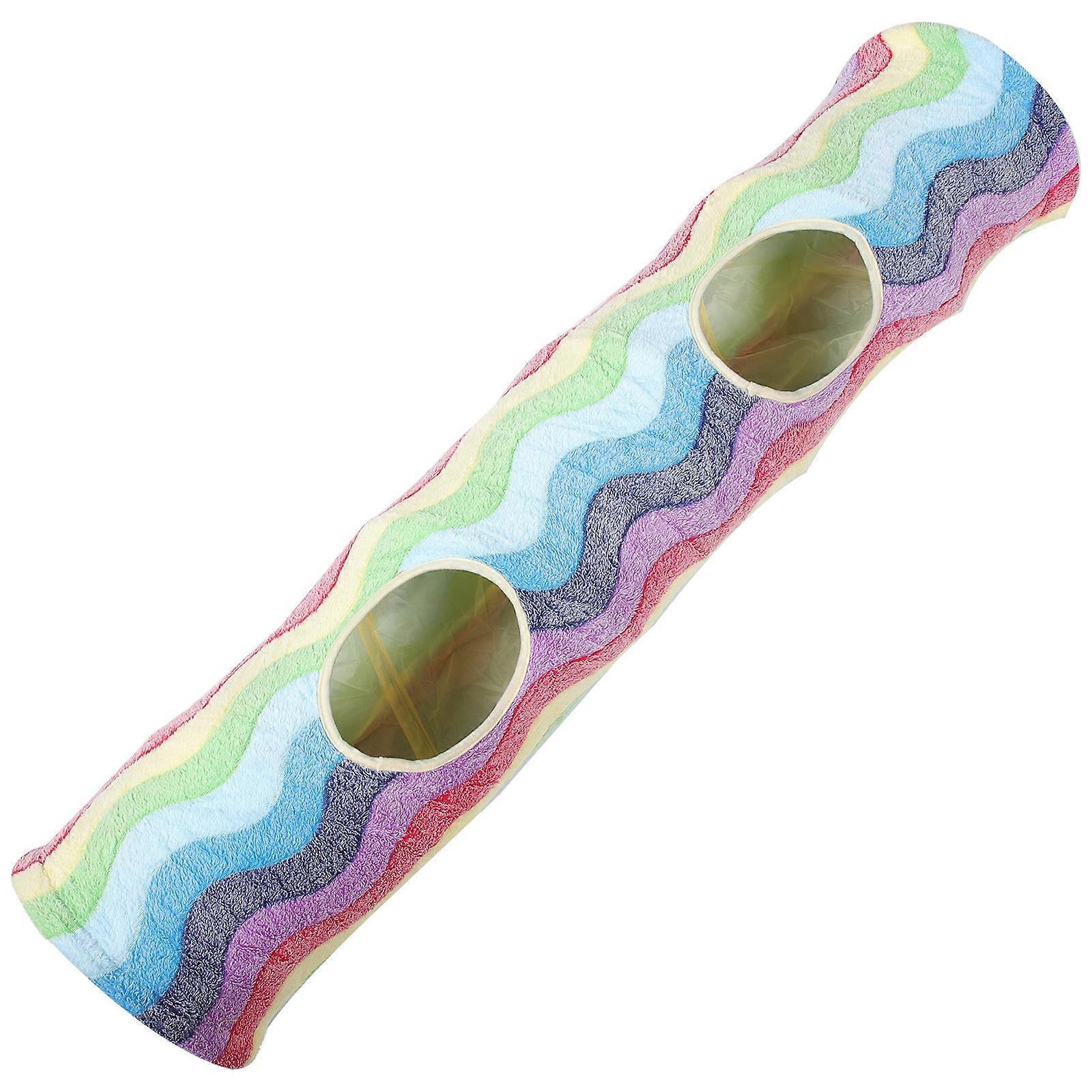 Cat Playing Tunnel Interactive Pet Toy Rainbow Design Durable Safe Encourages Exploration Exercise Indoor Play