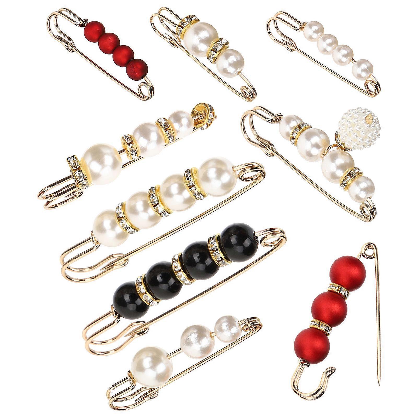 Pearl Cardigan Clips 9pcs Set Lightweight Brooch Shawl Clasp for Women's Fashion Outfits Secure and Easy to Use Accessory for Jackets and Scarves