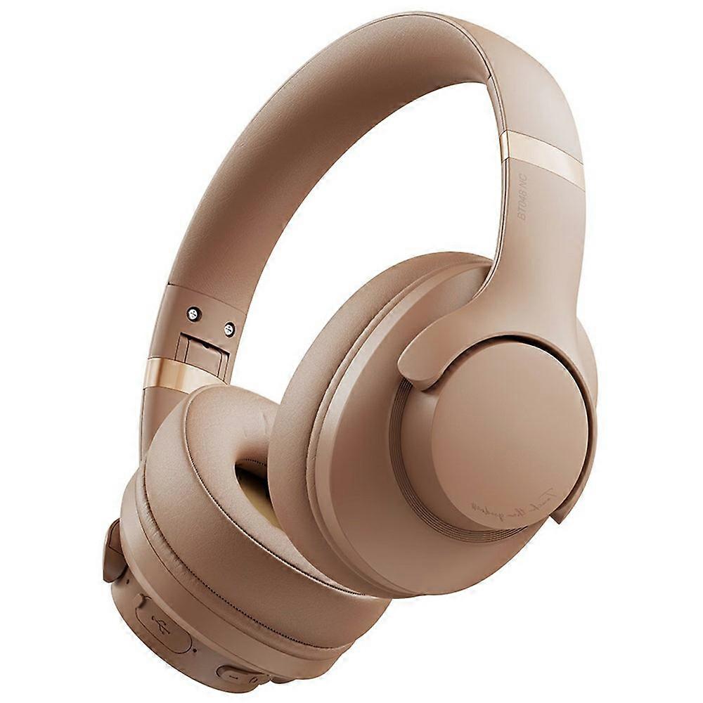 Bt048NC Over-Ear Wireless Headphone ANC Noise Cancelling Bluetooth-Compatible Music Headset Light Brown
