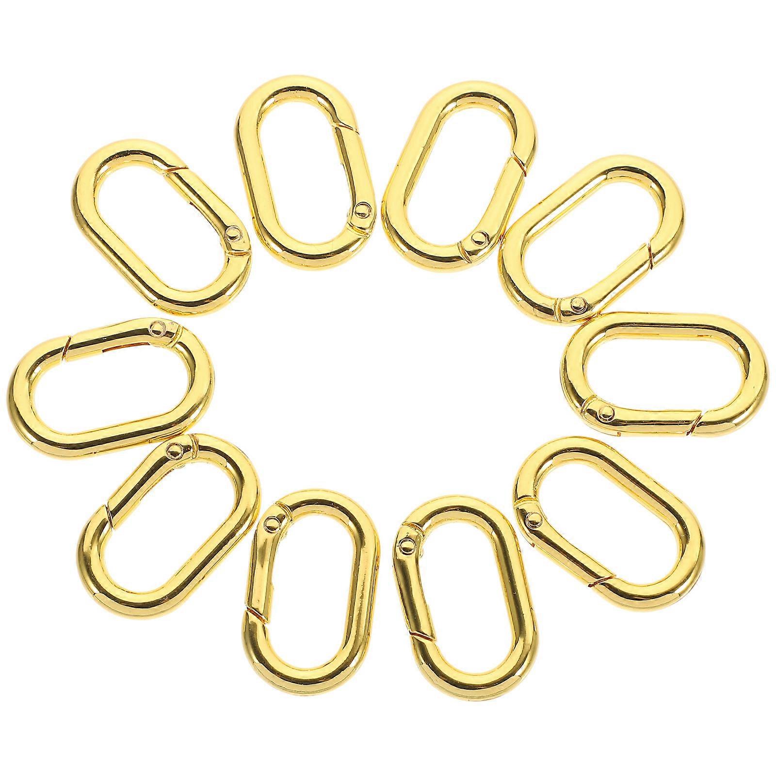 Golden Metal Spring Clasps for DIY Use Easy to Open and Close 10Pcs Oval Hardware