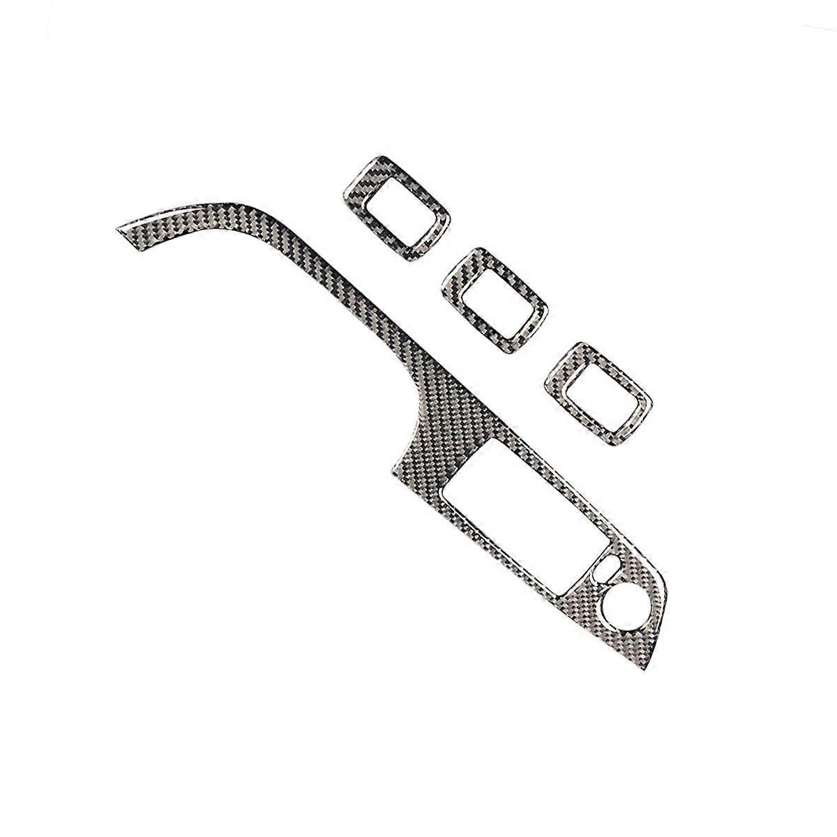 Black Car Decorative Sticker with Carbon Fiber Texture for Window Control Switch Fits Series