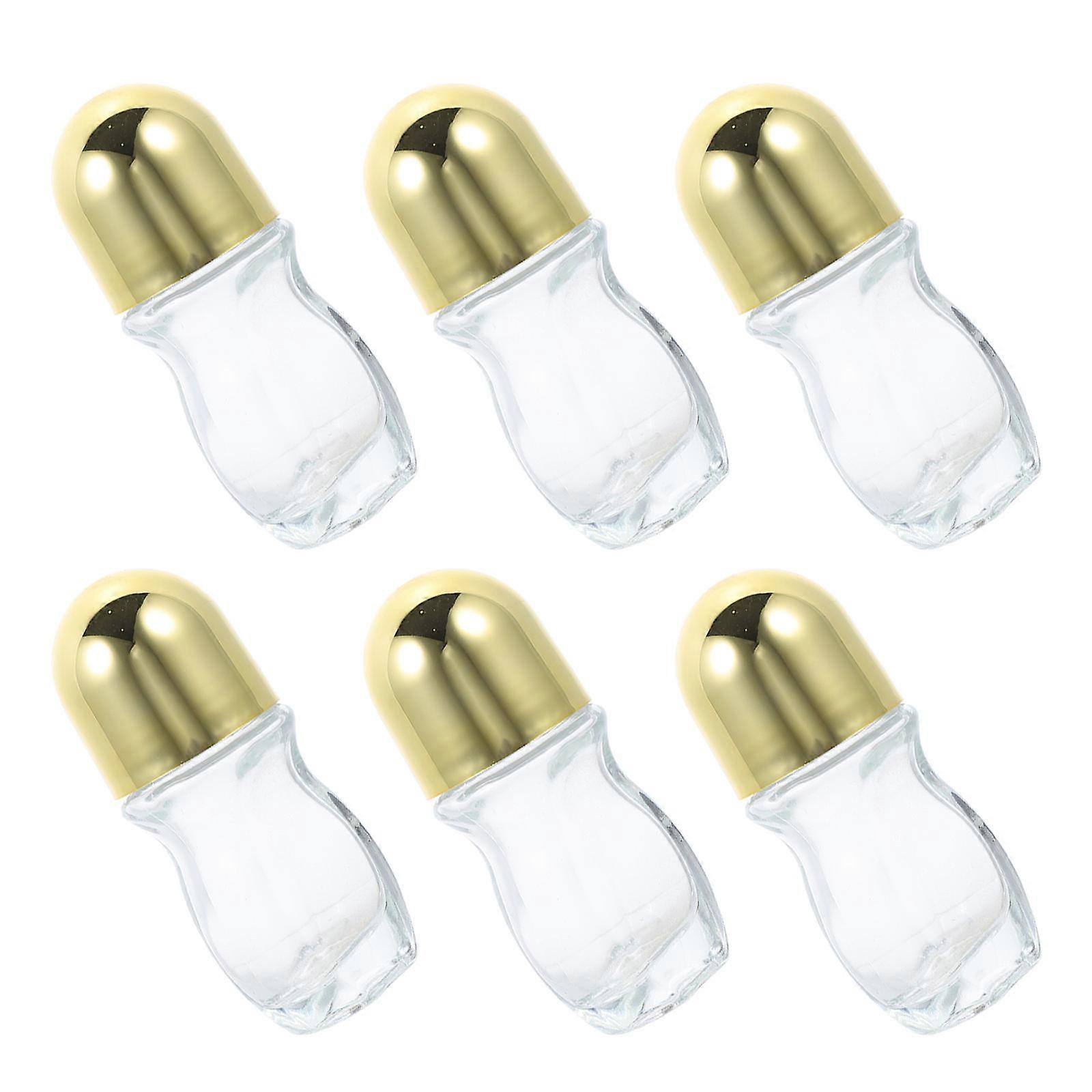 6Pcs Refillable Mini Glass Roller Bottles For Perfume Oils Women Travel Use Round Body Sunlight Protection