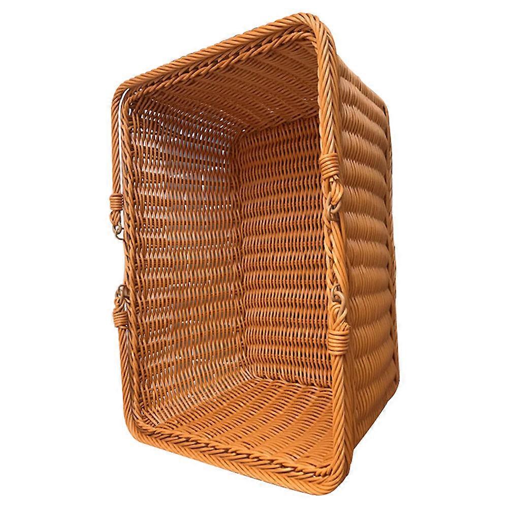 Brown Handheld Woven Basket for Decoration Multi-function Fruit Storage Basket Fits Rural Style