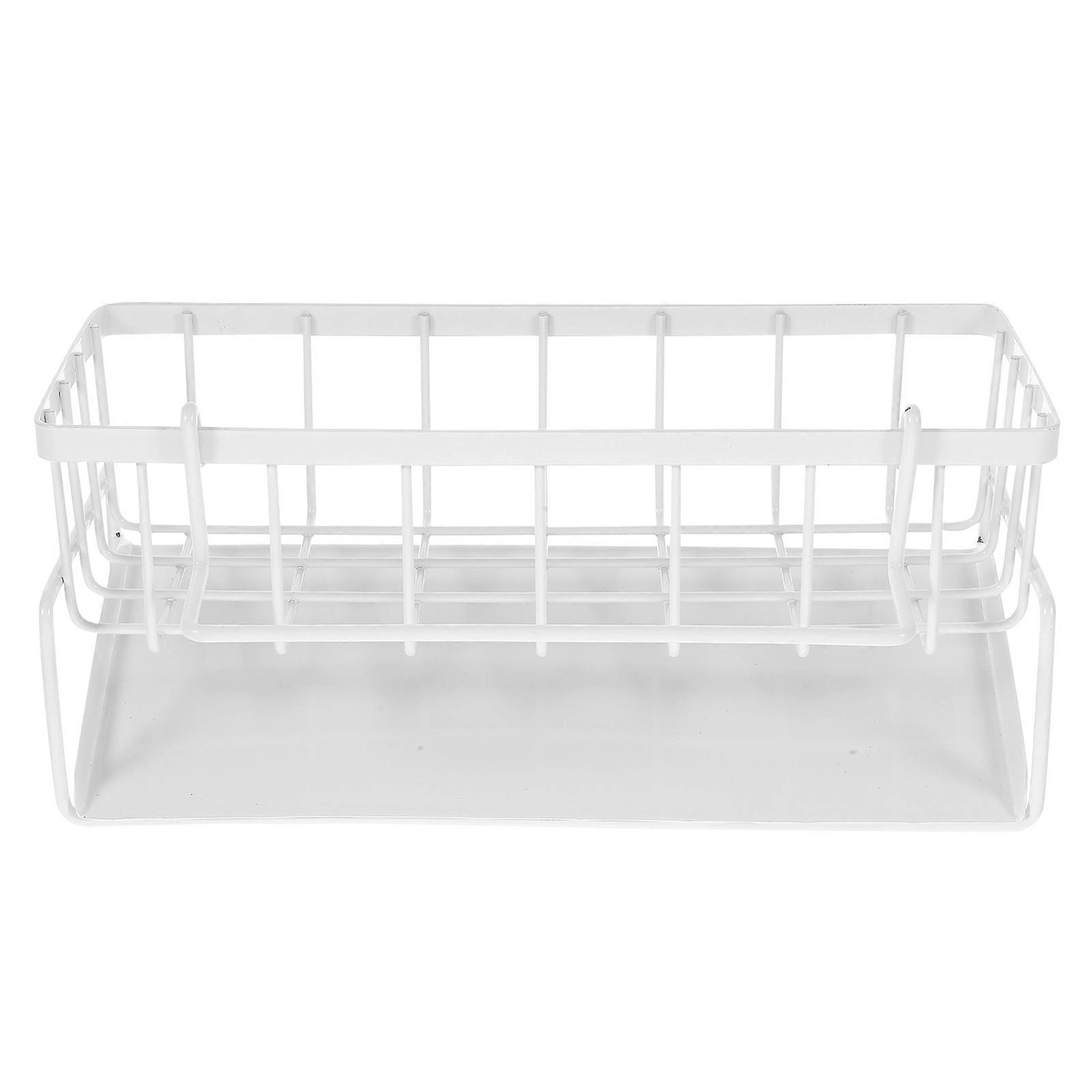 Metal Kitchen Sponge Organizer Drain Rack For Daily Use Compact White Storage 1Set