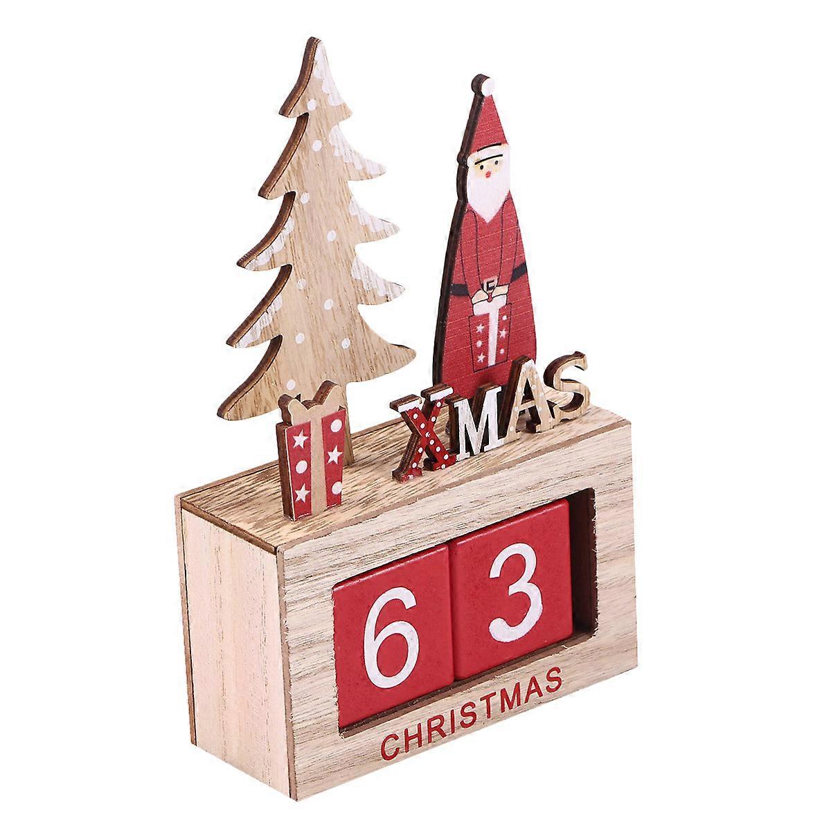 デスク用クリスマスデコレーション付き木製パーペチュアルカレンダースタイリッシュな赤い木製のパーペチュアルカレンダーのデスク用スタイリッシュな赤い木製の