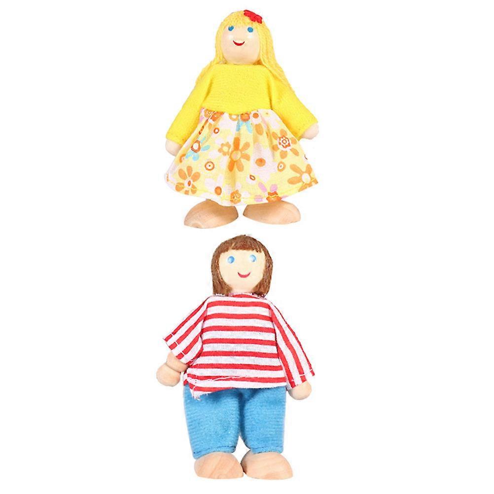 Figures Playset Toy 2Pcs Family Dolls Mini House Doll For Imagination Development Assorted Color Designed For Kids Playtime