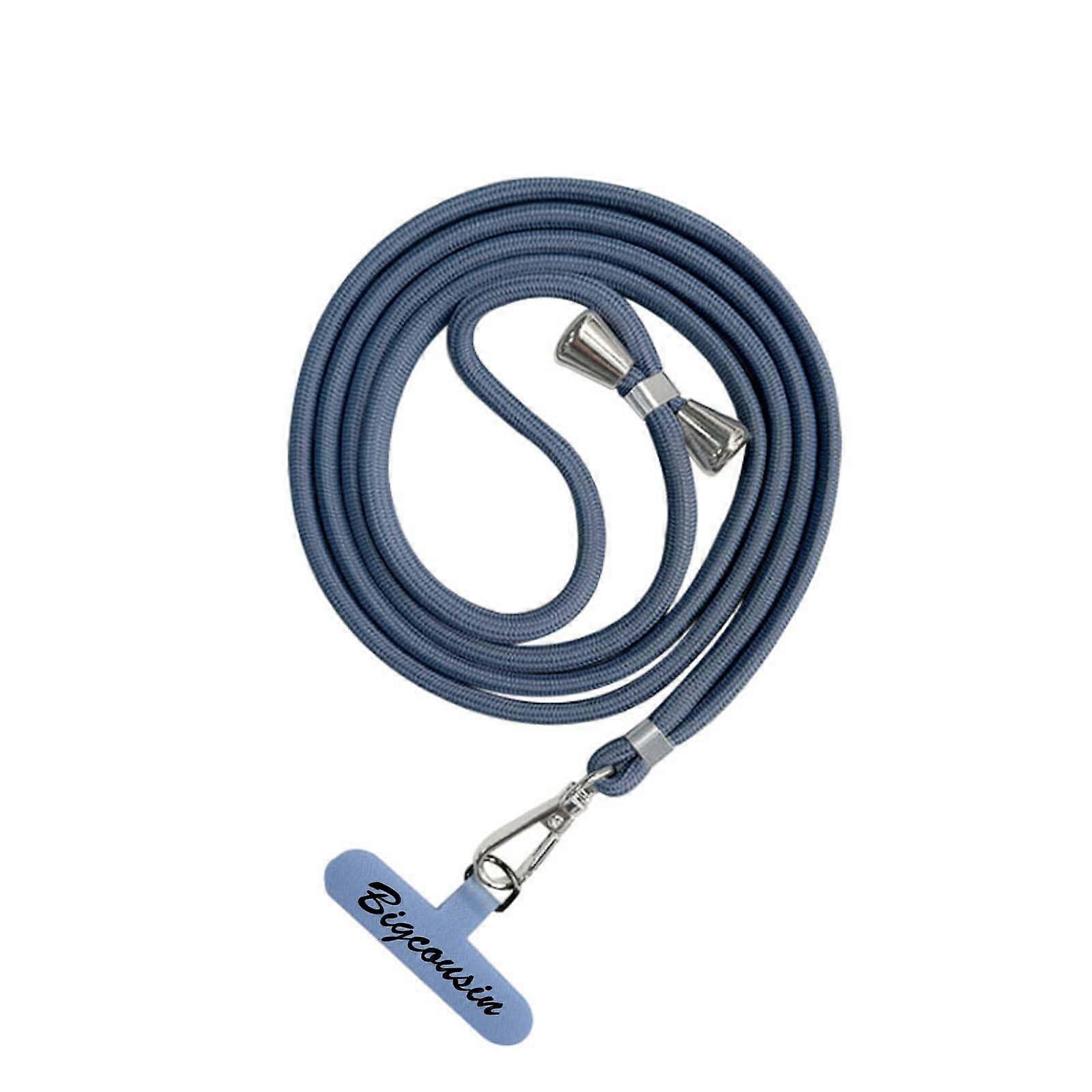 Universal Mobile Phone Chain - Adjustable Crossbody Strap With Pad For Hands Free Use Grey Blue T-Shaped, Compatible