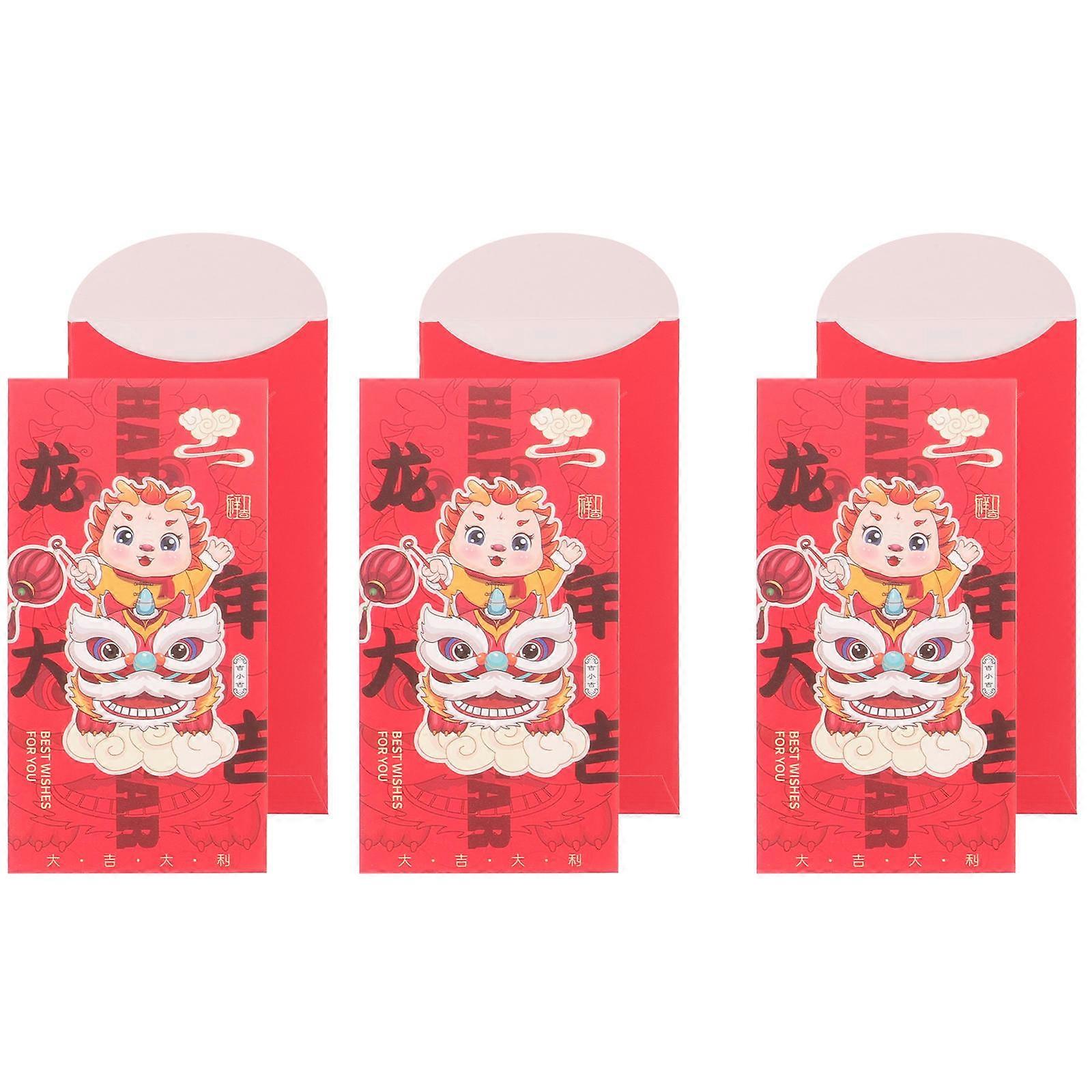 6pcs Spring Festival Red Envelopes Chinese New Year Envelopes