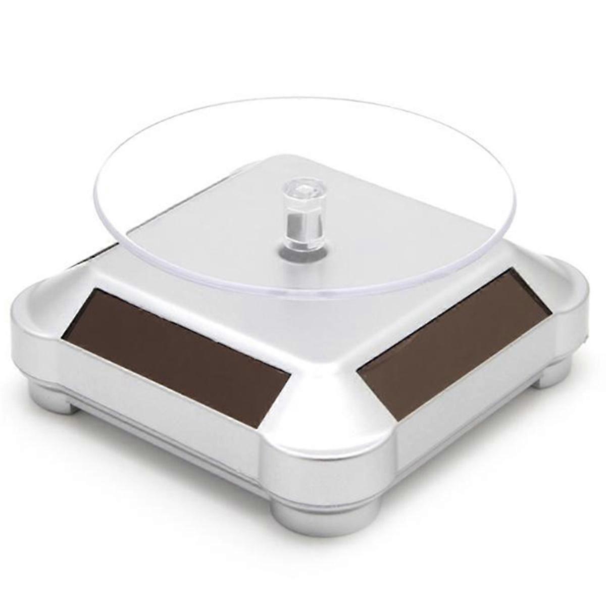 Rotating Display Stand 360 Degree Solar Power Rotating Turntable Display Stand Silver